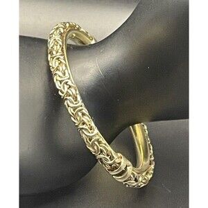 🔥Vintage Italy 925 Solid Sterling Silver Gold Vermeil Byzantine Bracelet  6.5”